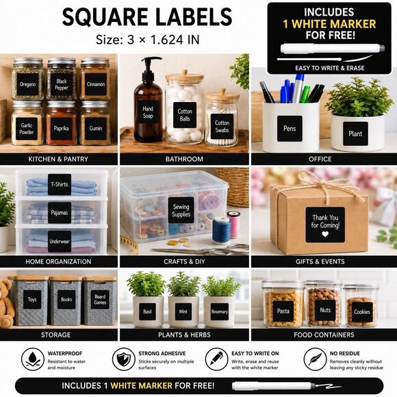 Unbranded Other - 144 Blackboard Chalk Board Stickers Kitchen Jar Tags Removable Chalkboard Labels